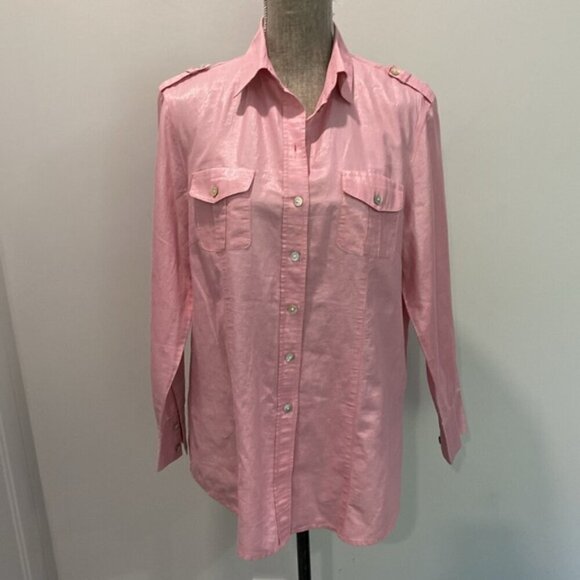 Allison Daley Pink Button Down Shirt size 10 - Picture 13 of 16